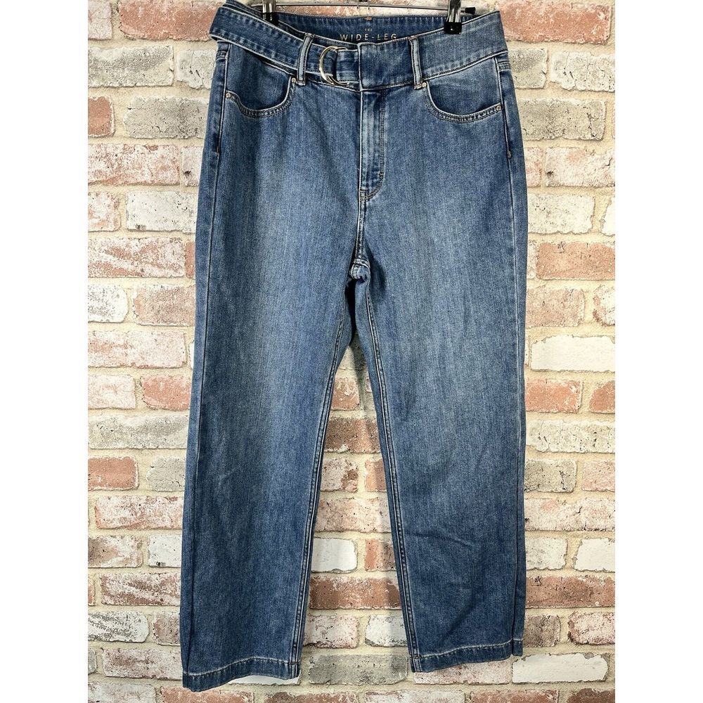 Women’s White House Black Market 6 Blue Denim Wide Leg Crop Jeans
